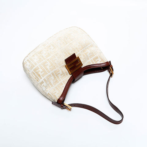 FENDI Zucca Cotton Pile Mamma Shoulder Bag beige WS21844