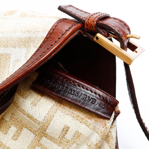 FENDI Zucca Cotton Pile Mamma Shoulder Bag beige WS21844