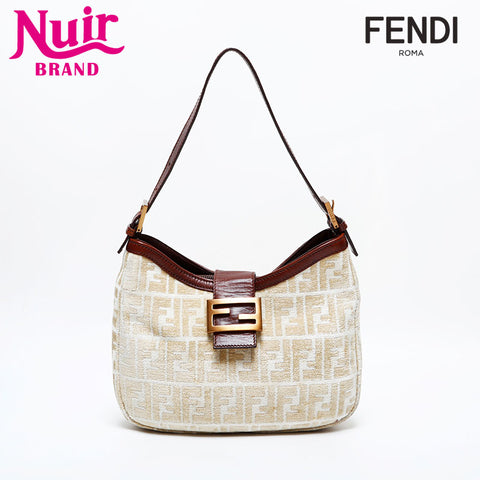 FENDI Zucca Cotton Pile Mamma Shoulder Bag beige WS21844