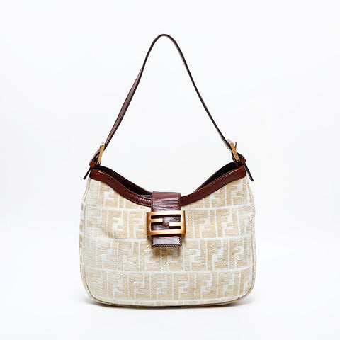 FENDI Zucca Cotton Pile Mamma Shoulder Bag beige WS21844