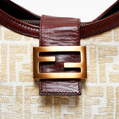 FENDI Zucca Cotton Pile Mamma Shoulder Bag beige WS21844