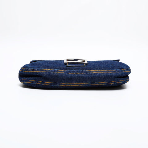 極美品 フェンディ FENDI マンマバケット デニム ショルダーバッグ ネイビー WS21845