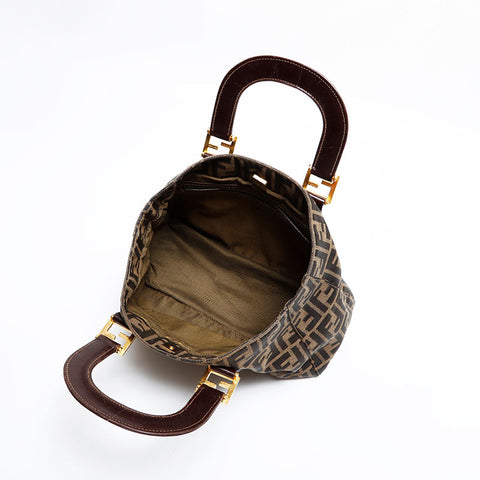 フェンディ FENDI マンマ キャンバス ハンドバッグ ブラウン WS21846