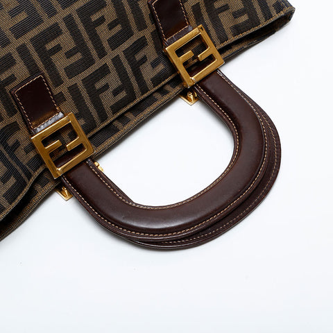 フェンディ FENDI マンマ キャンバス ハンドバッグ ブラウン WS21846