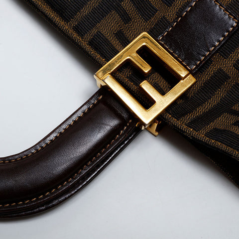 FENDI Mamma Canvas Handbag Brown WS21846