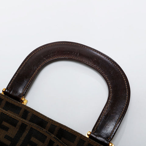 FENDI Mamma Canvas Handbag Brown WS21846