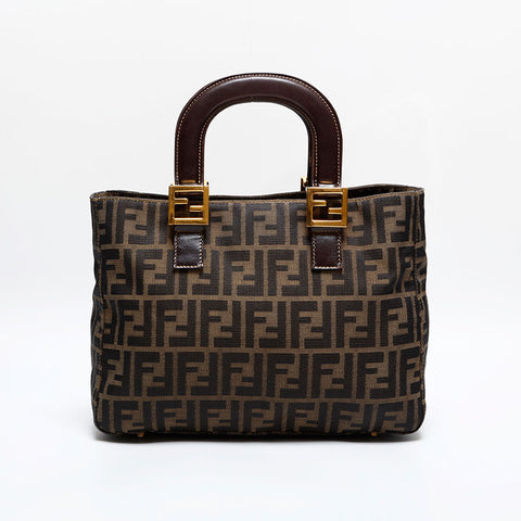 フェンディ FENDI マンマ キャンバス ハンドバッグ ブラウン WS21846