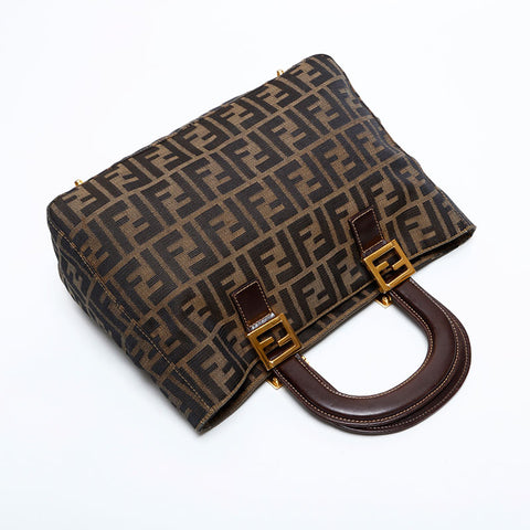 フェンディ FENDI マンマ キャンバス ハンドバッグ ブラウン WS21846