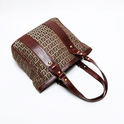 FENDI Zucchino Canvas Tote Bag Brown WS21847