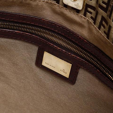 FENDI Zucchino Canvas Tote Bag Brown WS21847