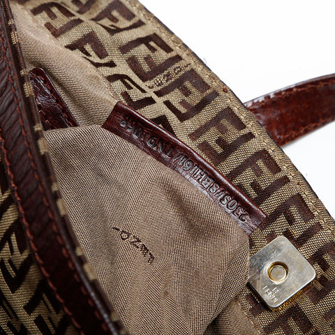 FENDI Zucchino Canvas Tote Bag Brown WS21847
