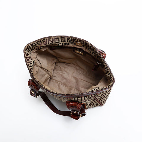 FENDI Zucchino Canvas Tote Bag Brown WS21847