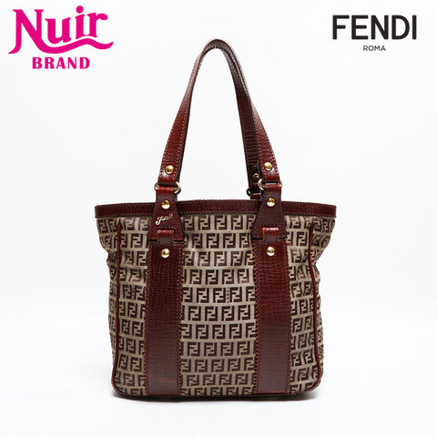 FENDI Zucchino Canvas Tote Bag Brown WS21847