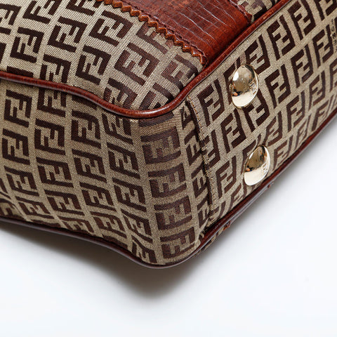 FENDI Zucchino Canvas Tote Bag Brown WS21847
