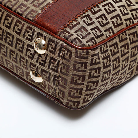 FENDI Zucchino Canvas Tote Bag Brown WS21847