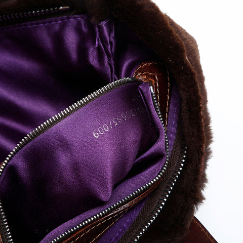 FENDI Fur Harako Mamma Shoulder Bag Brown WS21848