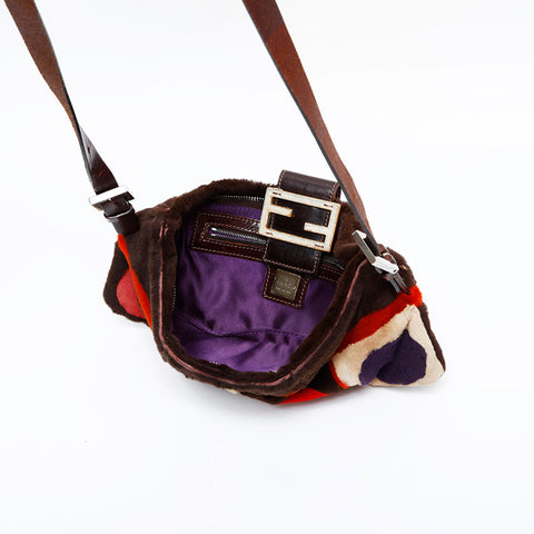 FENDI Fur Harako Mamma Shoulder Bag Brown WS21848