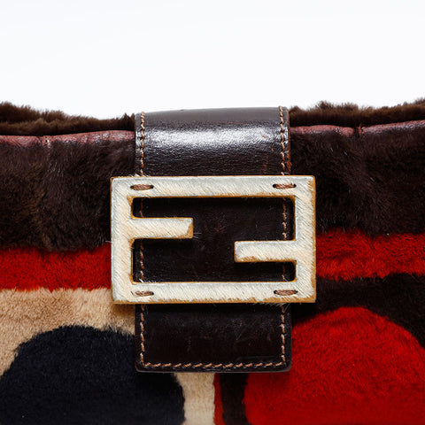 FENDI Fur Harako Mamma Shoulder Bag Brown WS21848