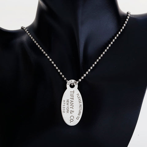 ティファニー TIFFANY&Co. リターントゥ プレート 925 ボールチェーン ネックレス シルバー WS21852