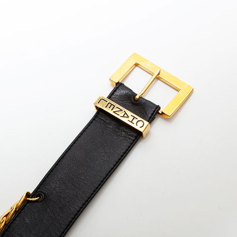CHANEL Leather Medallion Chain COCO Mark belt black WS21854