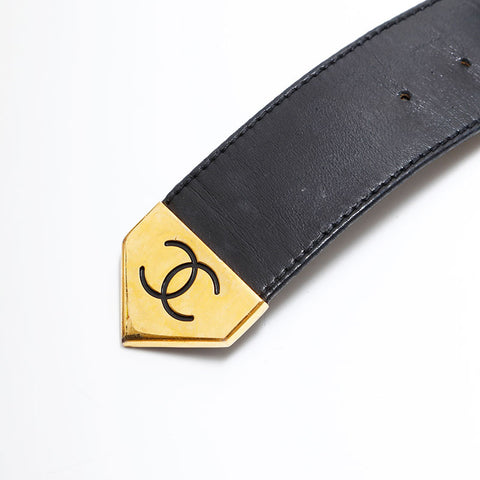 CHANEL Leather Medallion Chain COCO Mark belt black WS21854