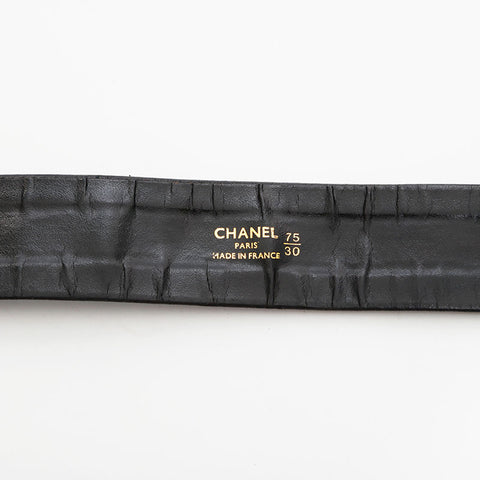 CHANEL Leather Medallion Chain COCO Mark belt black WS21854