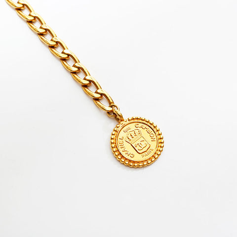CHANEL Leather Medallion Chain COCO Mark belt black WS21854
