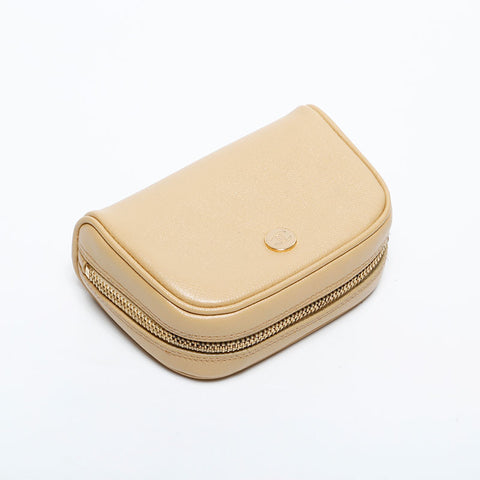CHANEL COCO Button Leather No.8 2003-2004 Pouch beige WS21855