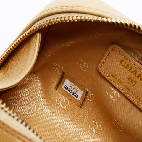 CHANEL COCO Button Leather No.8 2003-2004 Pouch beige WS21855