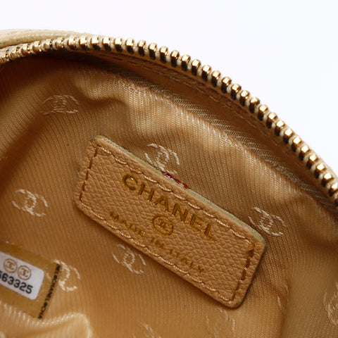 CHANEL COCO Button Leather No.8 2003-2004 Pouch beige WS21855