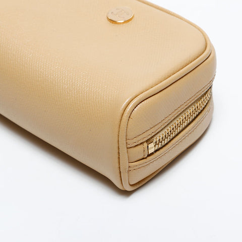 CHANEL COCO Button Leather No.8 2003-2004 Pouch beige WS21855