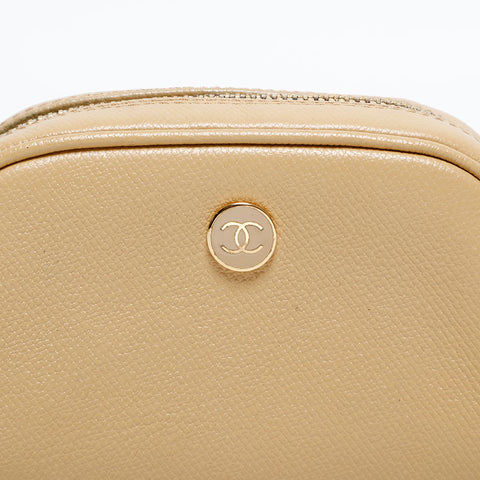 CHANEL COCO Button Leather No.8 2003-2004 Pouch beige WS21855