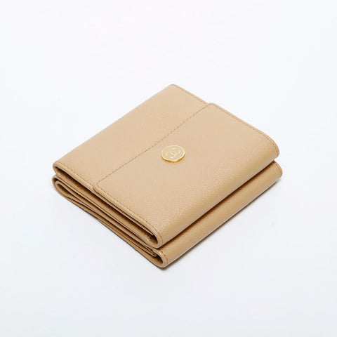 CHANEL No. 8 2003-2004 COCO Button Caviar Bifold Wallet beige WS21857