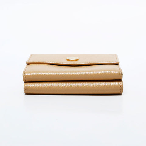 CHANEL No. 8 2003-2004 COCO Button Caviar Bifold Wallet beige WS21857