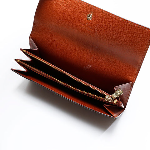 LOUIS VUITTON Monogram Porte Monnaie Credit 1984 Purse Brown WS21858