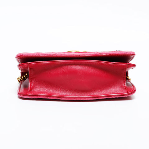 GUCCI Velour GG Marmont Mini Flap Bag with Embroidered Chain Shoulder Bag pink WS21862