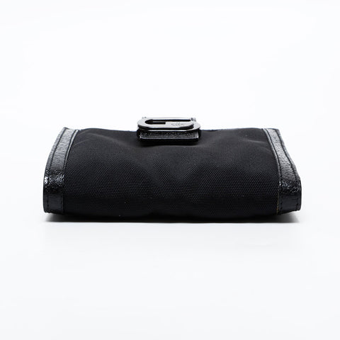 GUCCI Nylon Leather Logo Bifold Wallet black WS21863