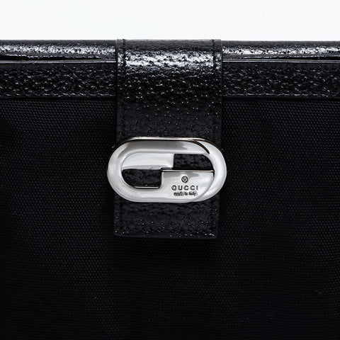 GUCCI Nylon Leather Logo Bifold Wallet black WS21863
