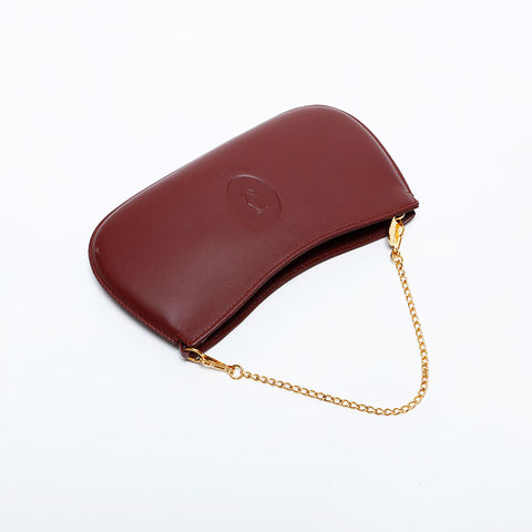 CARTIER Must Do Leather Mini Bag Pouch Red WS21868