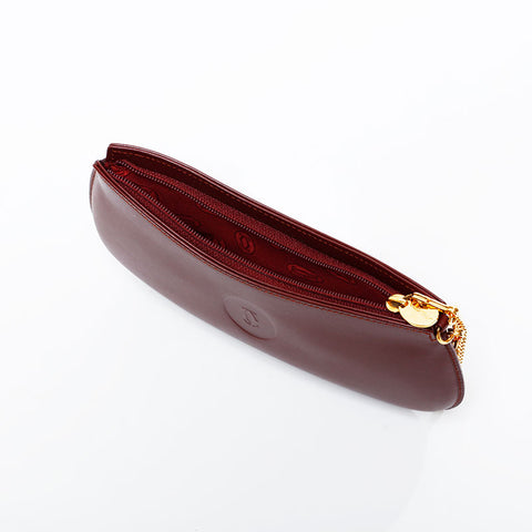CARTIER Must Do Leather Mini Bag Pouch Red WS21868