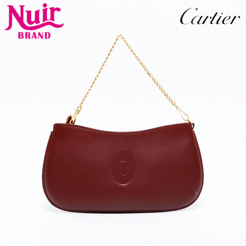 CARTIER Must Do Leather Mini Bag Pouch Red WS21868
