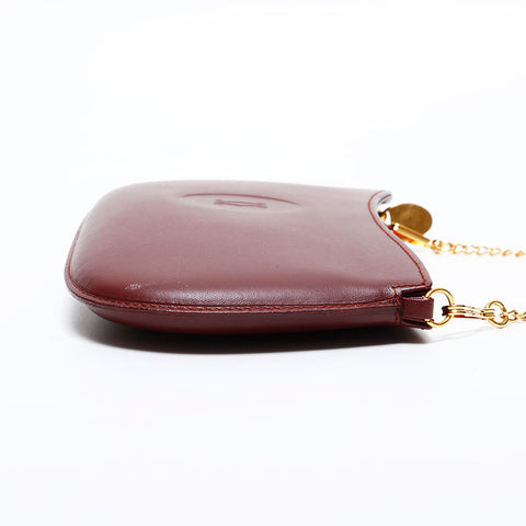 CARTIER Must Do Leather Mini Bag Pouch Red WS21868