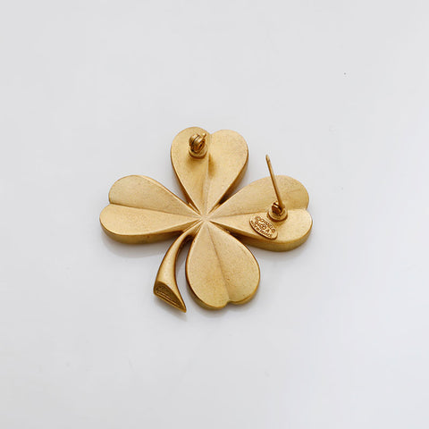 CHANEL 94A 1994 COCO Mark Clover Brooch gold WS21878
