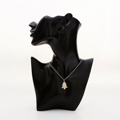 CHANEL 03A Christmas Tree Motif COCO Mark 2003 Necklace Silver WS21885