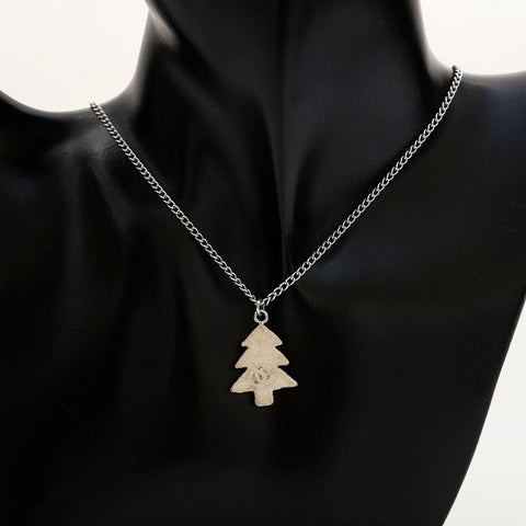 CHANEL 03A Christmas Tree Motif COCO Mark 2003 Necklace Silver WS21885