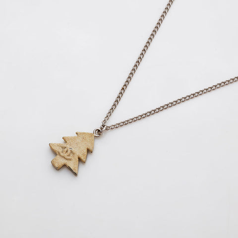 CHANEL 03A Christmas Tree Motif COCO Mark 2003 Necklace Silver WS21885