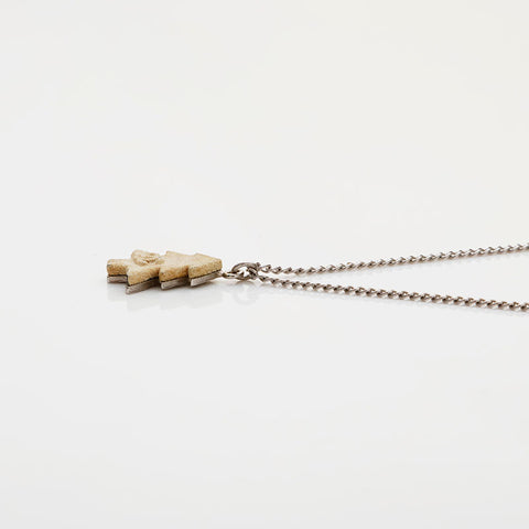 CHANEL 03A Christmas Tree Motif COCO Mark 2003 Necklace Silver WS21885