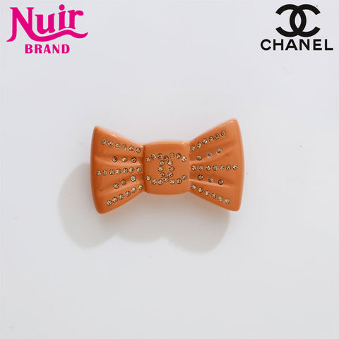 CHANEL 02P 2002 COCO Mark Ribbon Rhinestone Mini Brooch pink WS21886