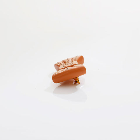 CHANEL 02P 2002 COCO Mark Ribbon Rhinestone Mini Brooch pink WS21886