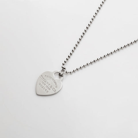 TIFFANY&Co. Collier chaîne à billes en forme de cœur, retour à l'assiette, argent WS21887